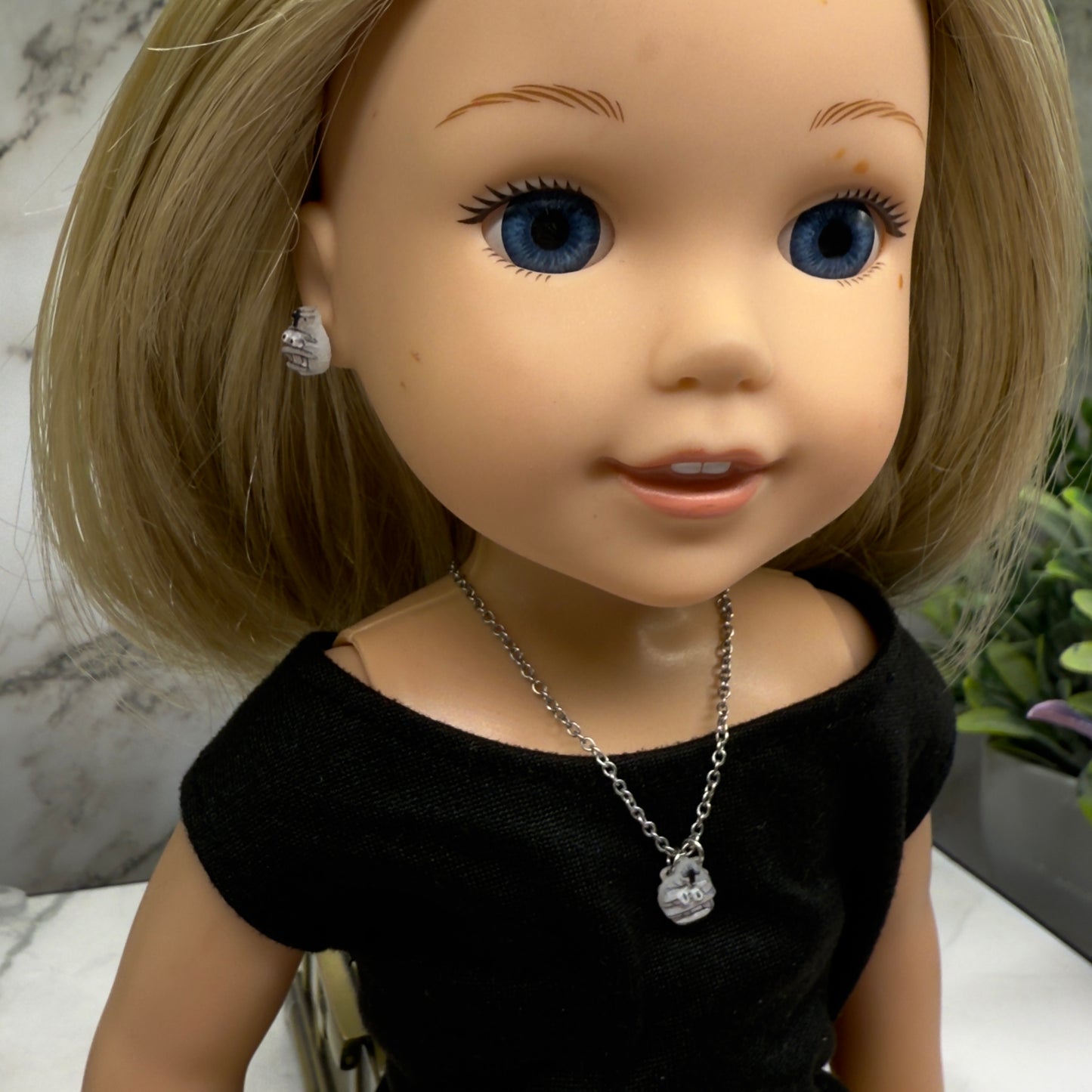 Mummy Halloween Doll Necklace and Earrings Set • 14 Inch Doll Jewelry