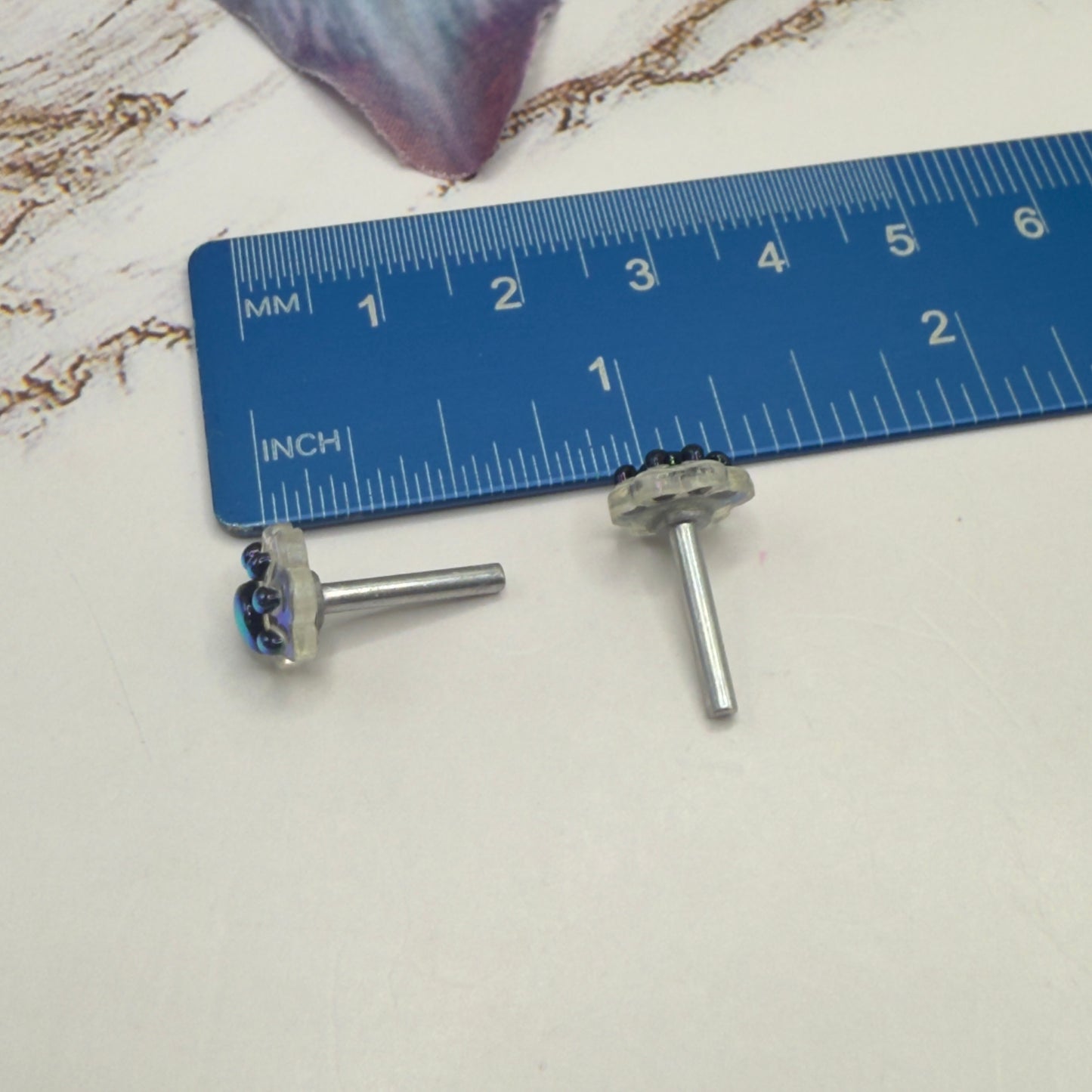 Blue Rainbow Effect Paw Print Post Doll Earrings • 2mm Post 18 Inch Fashion Doll