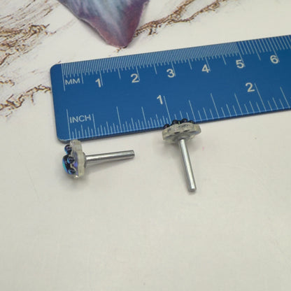 Blue Rainbow Effect Paw Print Post Doll Earrings • 2mm Post 18 Inch Fashion Doll