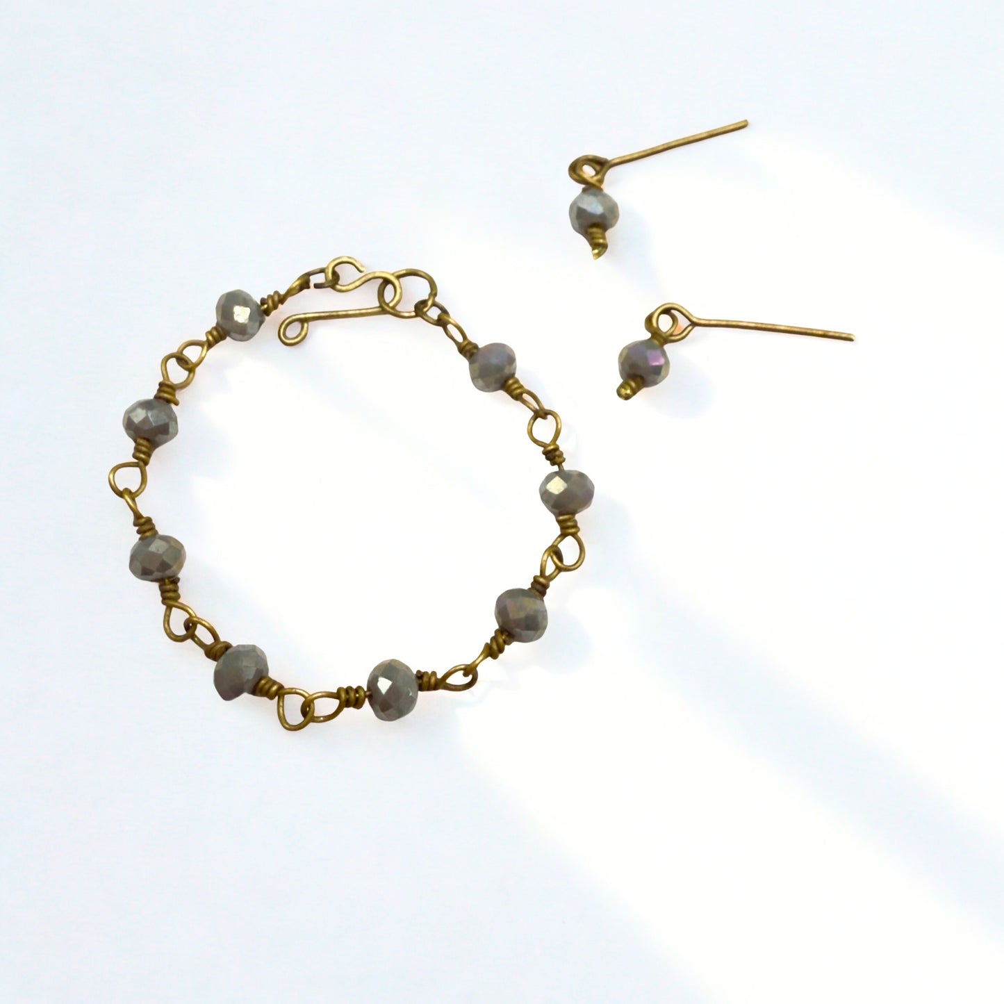 Gray Glass Crystal Beaded Doll Necklace & Earrings • 16 Inch Fashion Doll Jewelry