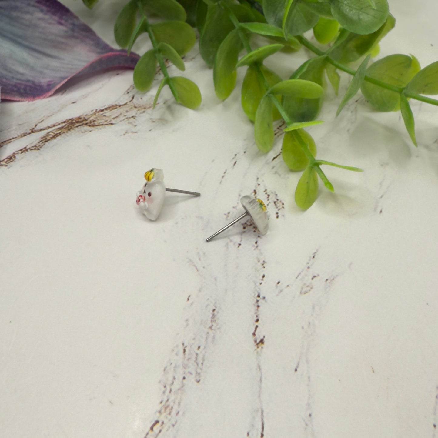 Ghost Pumpkin Hat Halloween Stud Doll Earrings • 18 Inch Fashion Doll Jewelry