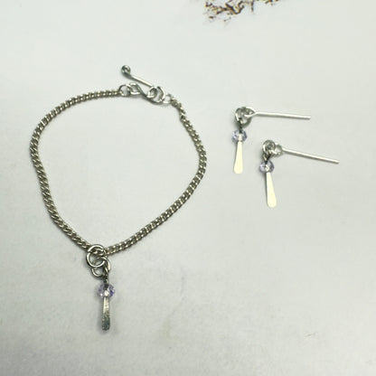 Silver & Clear Crystal Dangle Doll Necklace & Earrings • 16 Inch Fashion Doll Jewelry