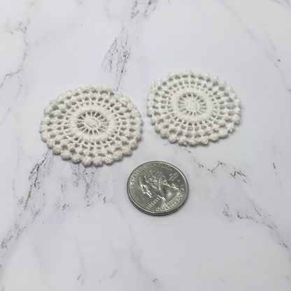 Set of 2 Off White Cream Crochet Fabric Doilies Doily • Dollhouse Decor Miniatures