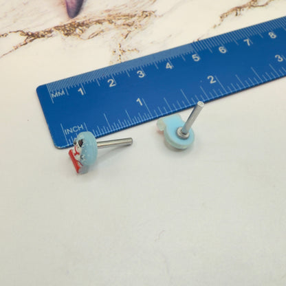 Light Blue Snow Globe Snowman Christmas  Post Doll Earrings • 2mm Post for 18 Inch Fashion Doll