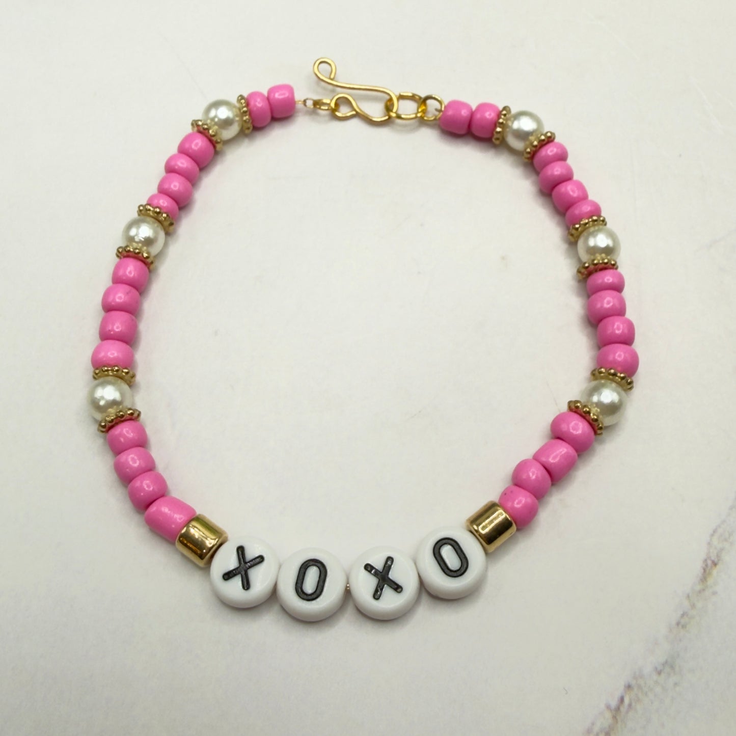 Pink & Pearl Beaded XOXO Doll Necklace Valentine’s Day • 18 Inch Fashion Doll Jewelry