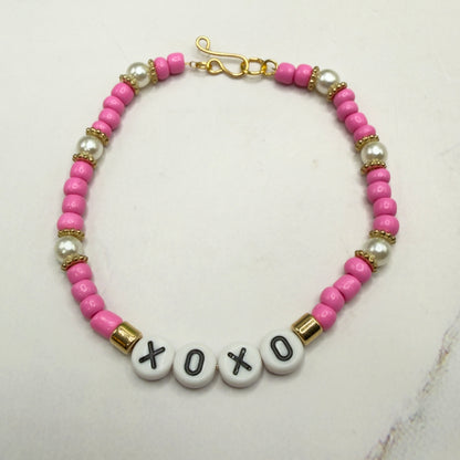 Pink & Pearl Beaded XOXO Doll Necklace Valentine’s Day • 18 Inch Fashion Doll Jewelry