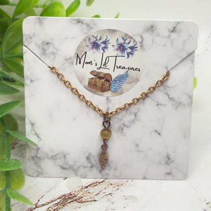 Brown Glass Gold Pendant Doll Necklace • 16 Inch Fashion Doll Jewelry