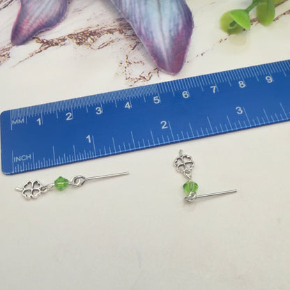 Silver Shamrock Charms Green Crystal Dangles Doll Necklace & Earrings • 14 Inch Fashion Doll Jewelry