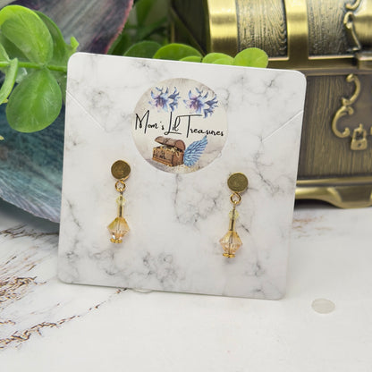 Glass Crystal Light Pink Peach & Clear Doll Earrings DANGLE ONLY • 18 Inch Fashion Doll Jewelry