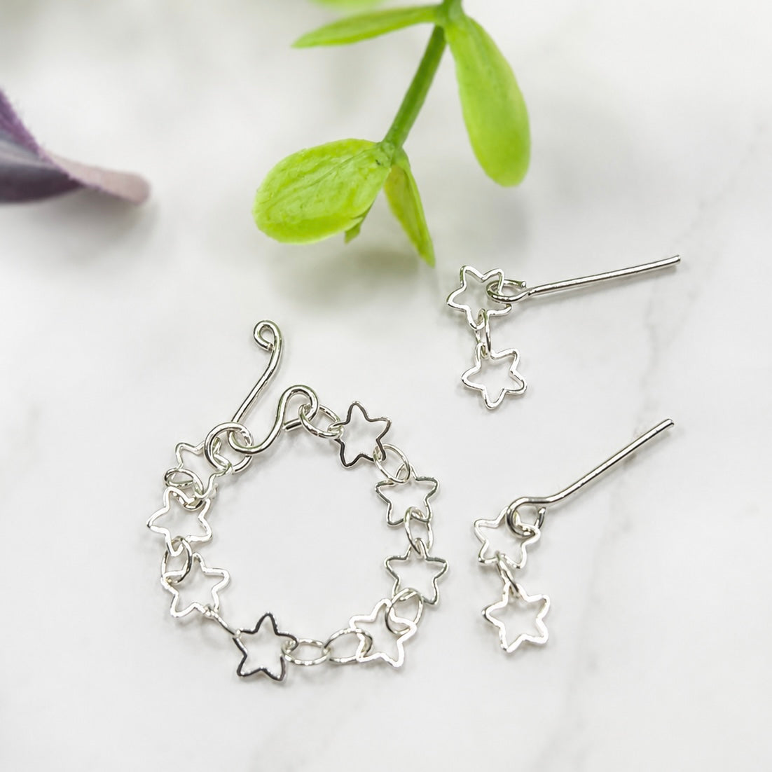 Open Work Silver Star Chain Doll Necklace & Earrings Set for 10-12 Inch 1:6 Fashion Doll