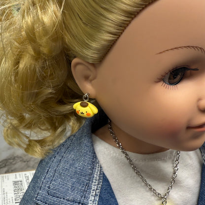 Pompompurin Sanrio Dog Charm Doll Necklace & Earrings Set • 18 Inch Fashion Doll Jewelry