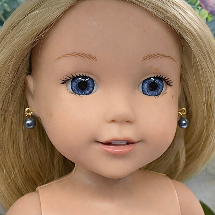 Gray Blue Pearl Dangle Doll Earrings • 14 inch Fashion Doll Jewelry