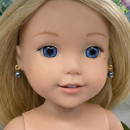 Gray Blue Pearl Dangle Doll Earrings • 14 inch Fashion Doll Jewelry