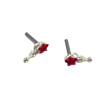 Red Rhinestone Star Wand Design Post Doll Earrings • 2mm Post for 18 Inch Fashion Doll