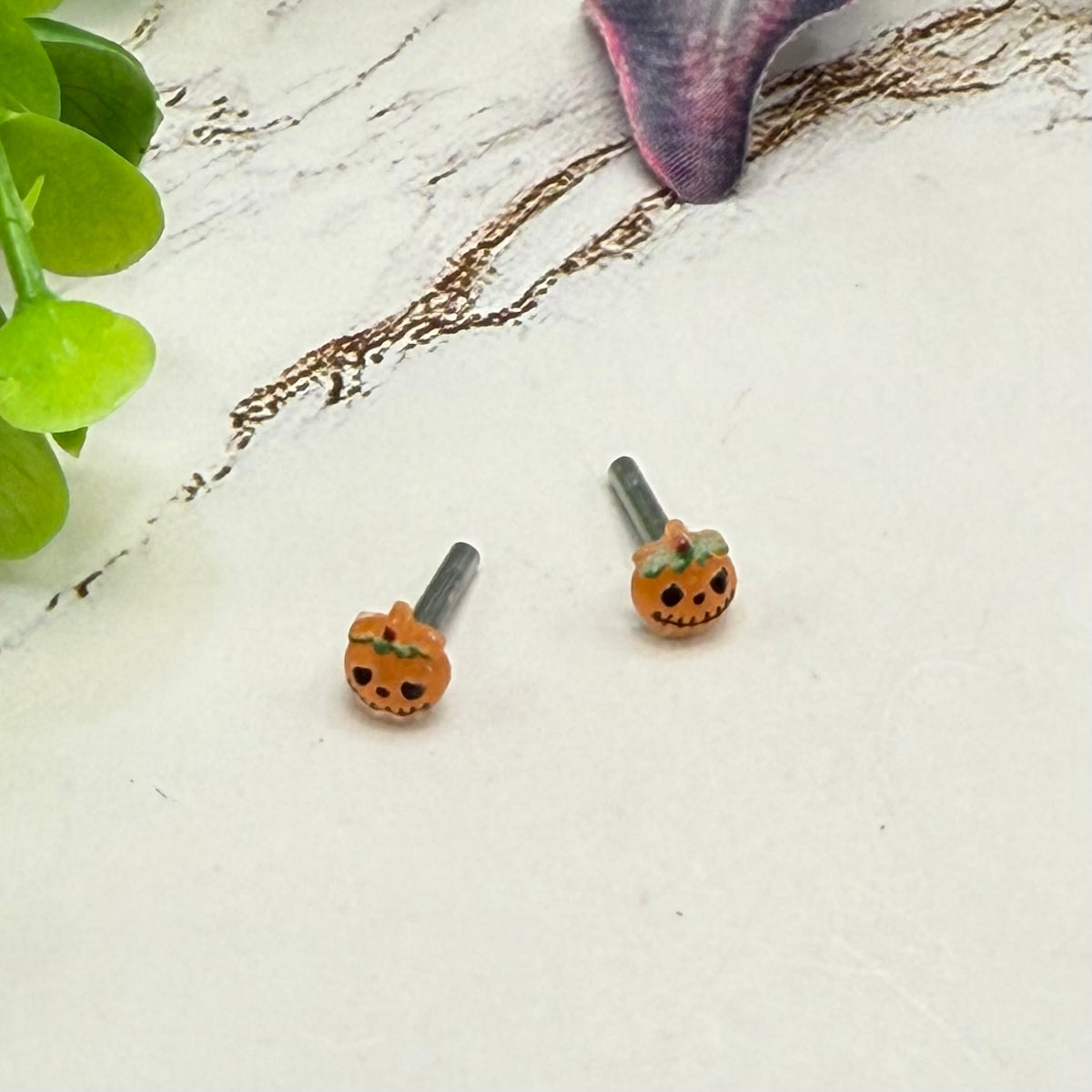 Pumpkin Halloween 2mm Post Doll Earrings | fits 18 Inch Dolls • American Girl