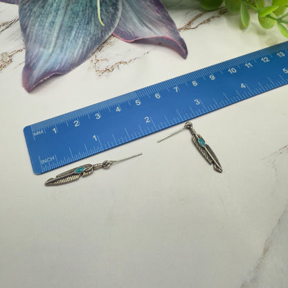 Turquoise Blue Silver Feather Dangle Charm Doll Necklace & Earrings • 18 Inch Fashion Doll Jewelry