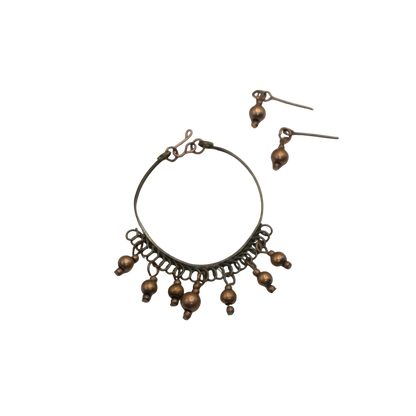 Copper Bronze Dangle Bib Style Doll Necklace & Earrings Set • 16 Inch Fashion Doll Jewelry