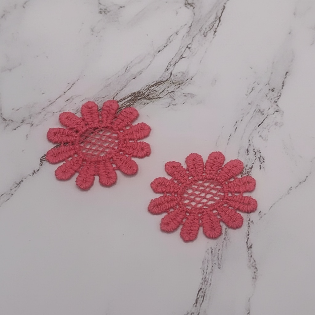 Set Of Two Pink Crochet Fabric Doilies Doily Tablecloth • Dollhouse Decor Miniature