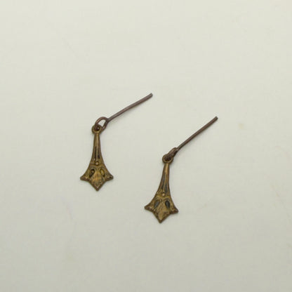 Bronze Brass Fan Filigree Vintage Style Dangle Doll Earrings • 16 Inch Fashion Doll Jewelry