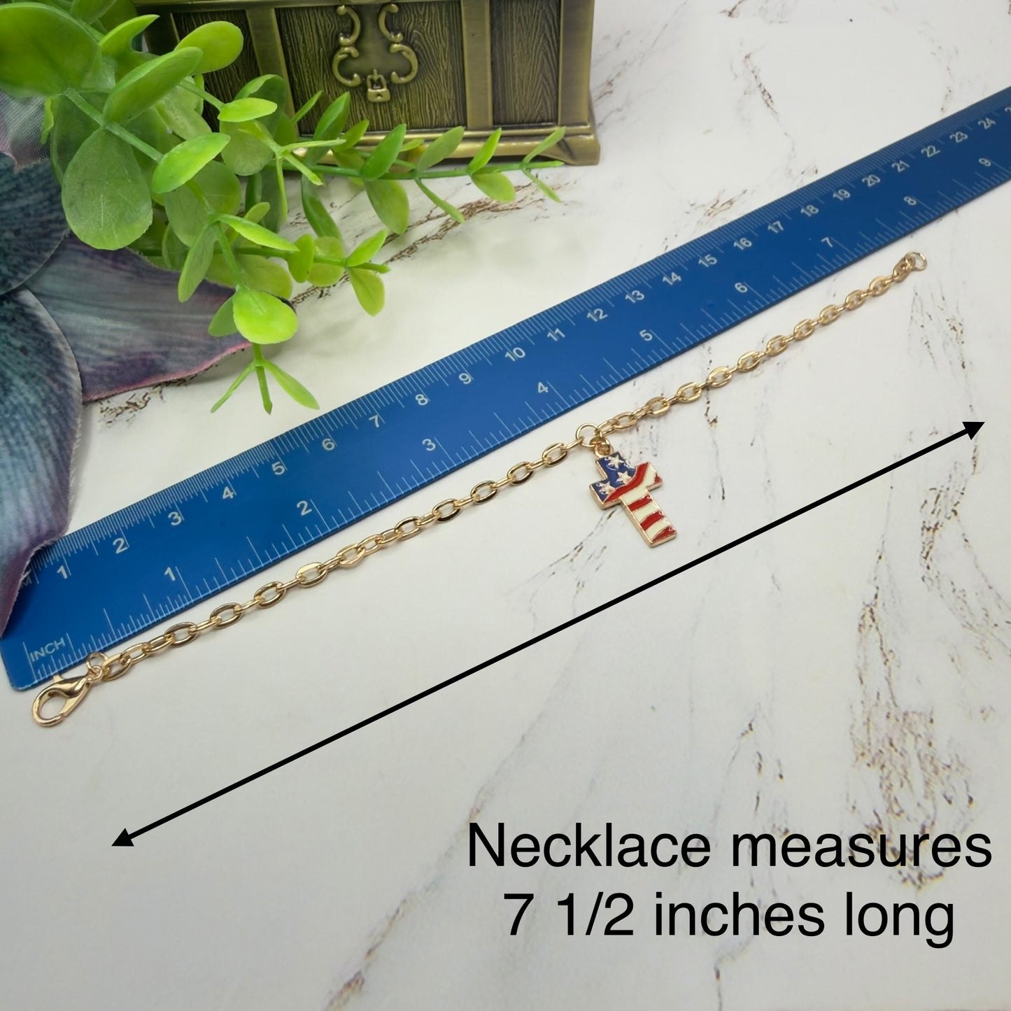Red White Blue Flag Cross Charm Doll Necklace for 18 Inch Fashion Doll