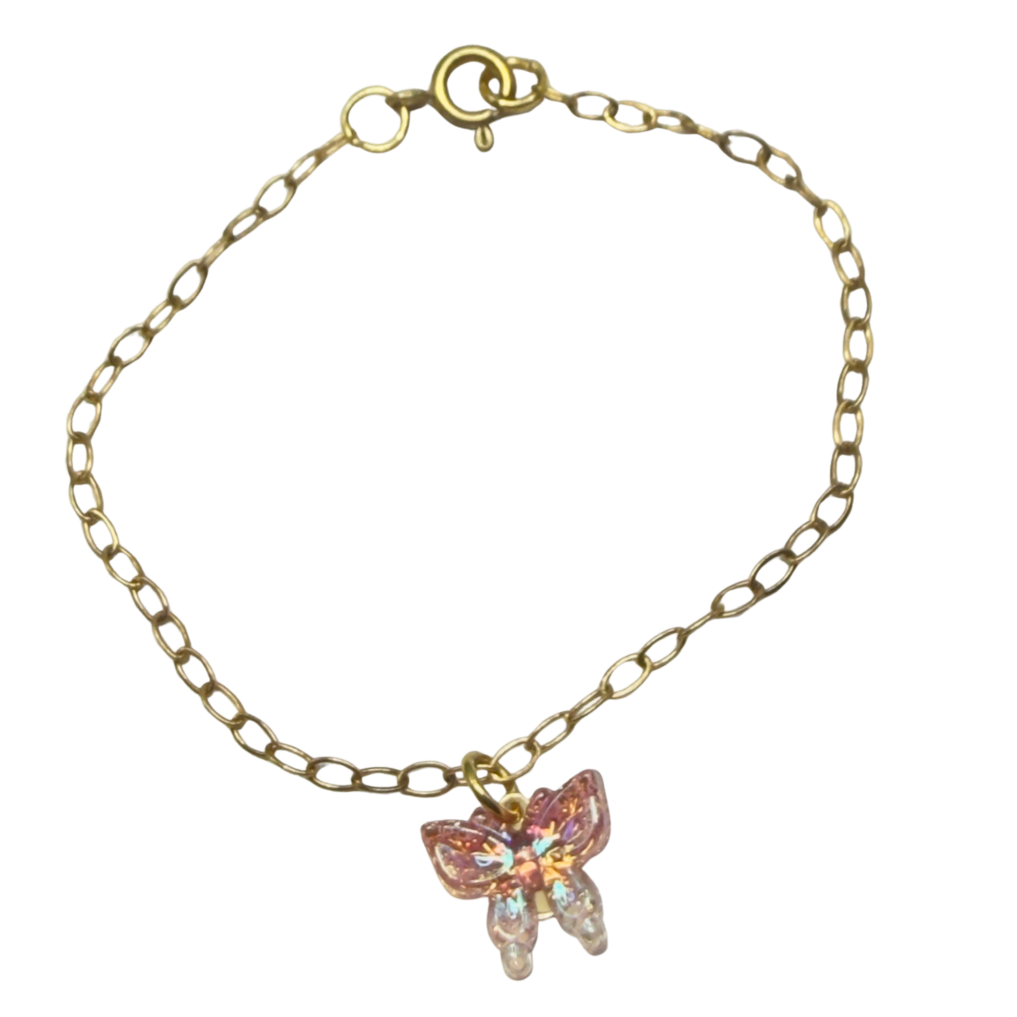 Pink Acrylic Butterfly Charm Gold Chain Doll Necklace • 18 Inch Fashion Doll Jewelry