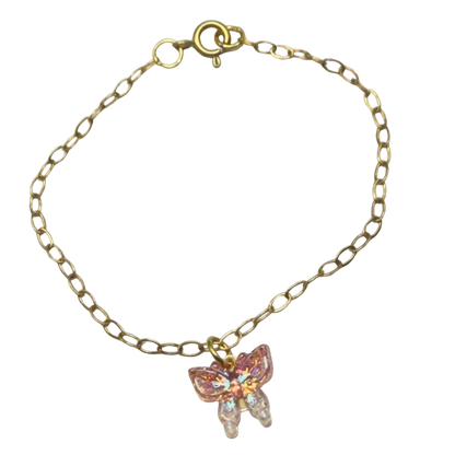 Pink Acrylic Butterfly Charm Gold Chain Doll Necklace • 18 Inch Fashion Doll Jewelry