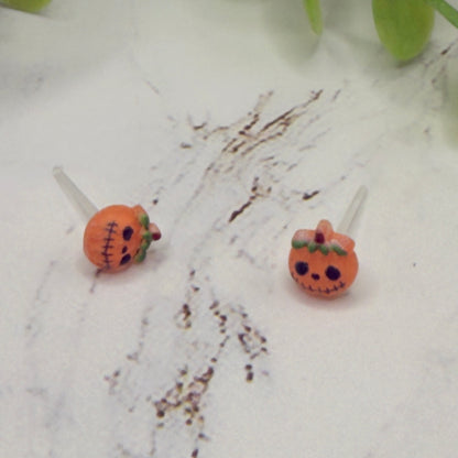 Pumpkin Halloween Silicone Plastic Post Doll Earrings • 18 Inch Fashion Doll Jewelry