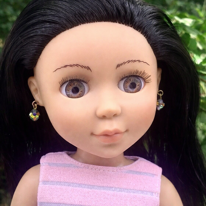Gray AB Glass Crystal Drop Dangle Doll Earrings · 14 Inch Fashion Doll Jewelry