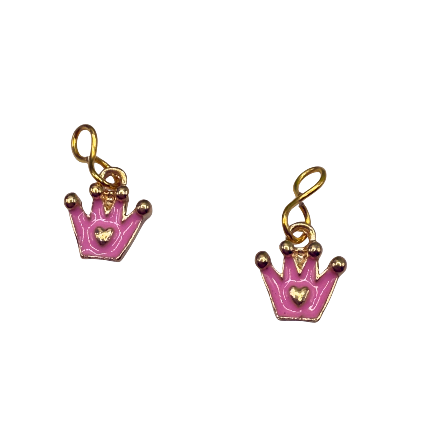 Pink Crown Princess Heart Charm Doll Earring DANGLE ONLY • 18” Fashion Doll Jewelry