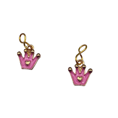Pink Crown Princess Heart Charm Doll Earring DANGLE ONLY • 18” Fashion Doll Jewelry