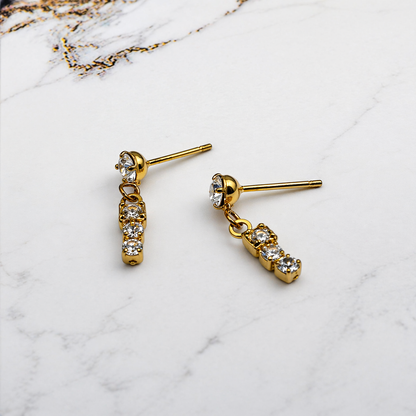 Clear 3 Rhinestone Drop Dangle Post Doll Earrings 
 • 18 Inch Fashion Doll Jewelry