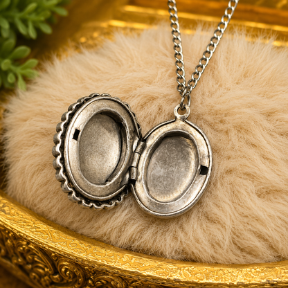 Oval Black Locket Rhinestone Detail Doll Necklace • 18 Inch Fashion Doll Jewelry