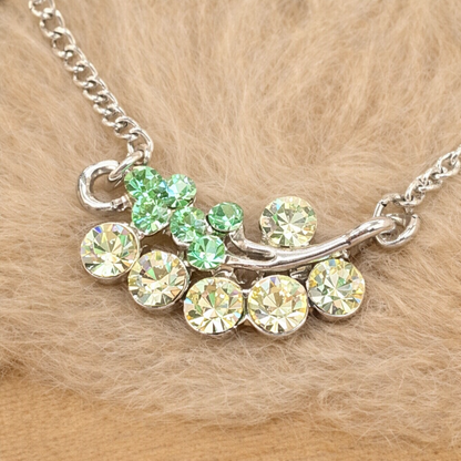 Clear Green Rhinestone Leaf Flower Pendant Gold Doll Necklace • 18” Doll Jewelry