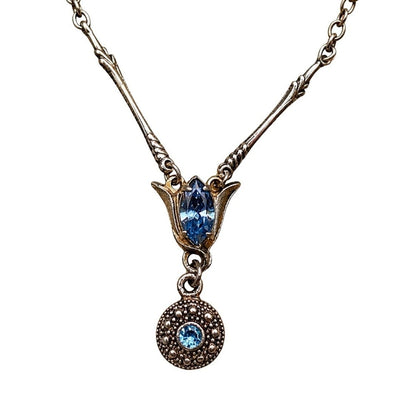 Light Blue Rhinestone Y-Drop Silver Doll Necklace • 18 Inch Doll  Jewelry