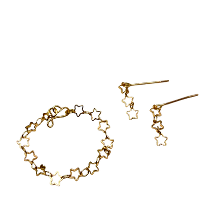 Open Work Gold Star Chain Doll Necklace & Earrings Set for 16 Inch Fashion Doll