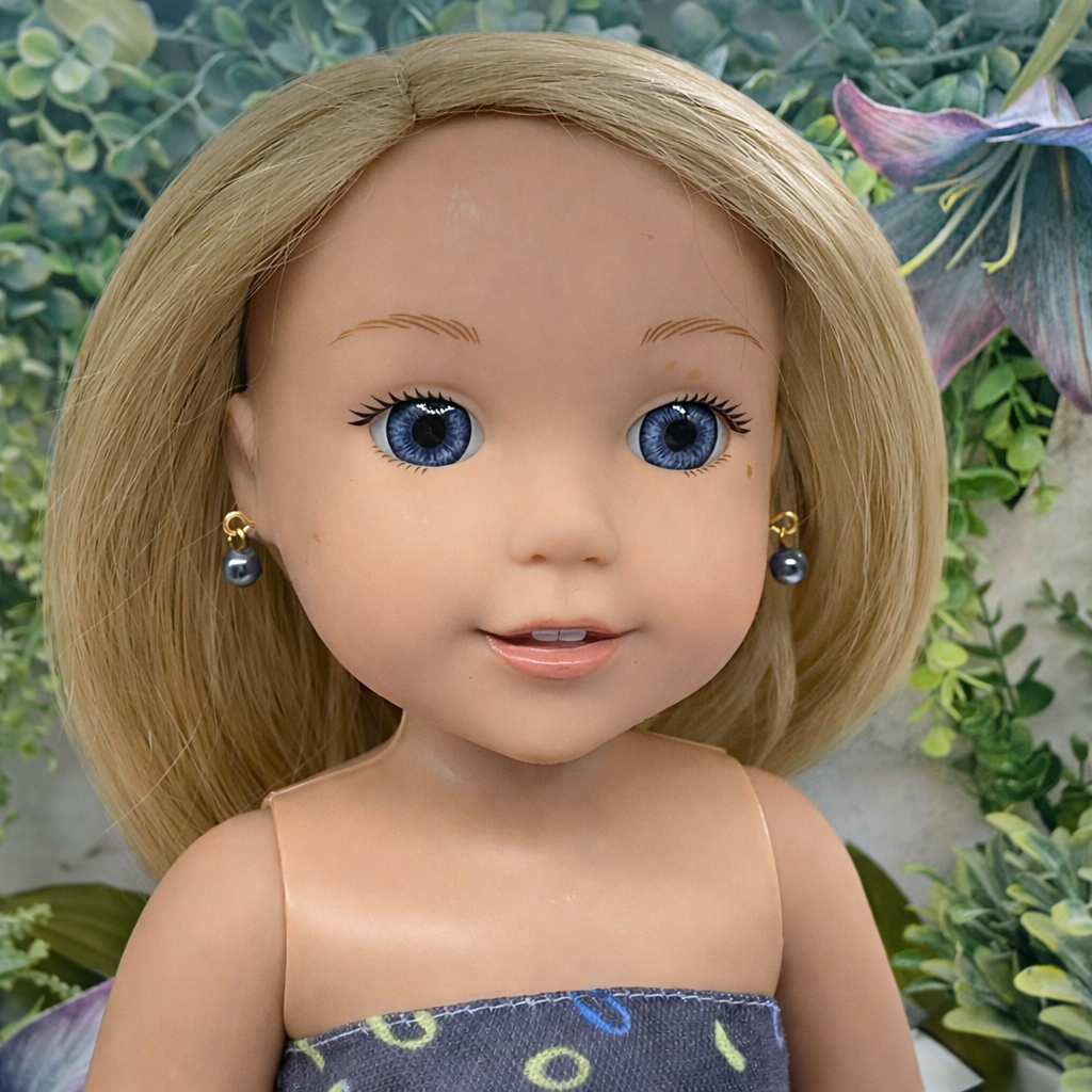 Gray Blue Pearl Dangle Doll Earrings • 14 inch Fashion Doll Jewelry