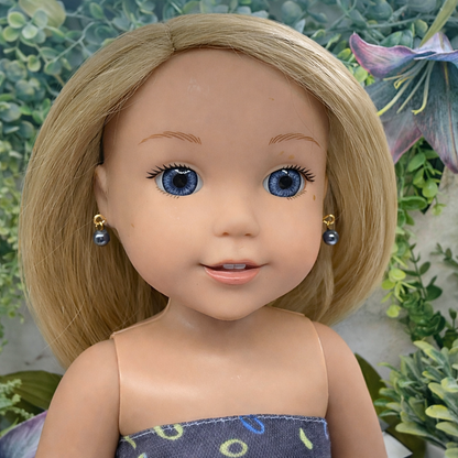 Gray Blue Pearl Dangle Doll Earrings • 14 inch Fashion Doll Jewelry