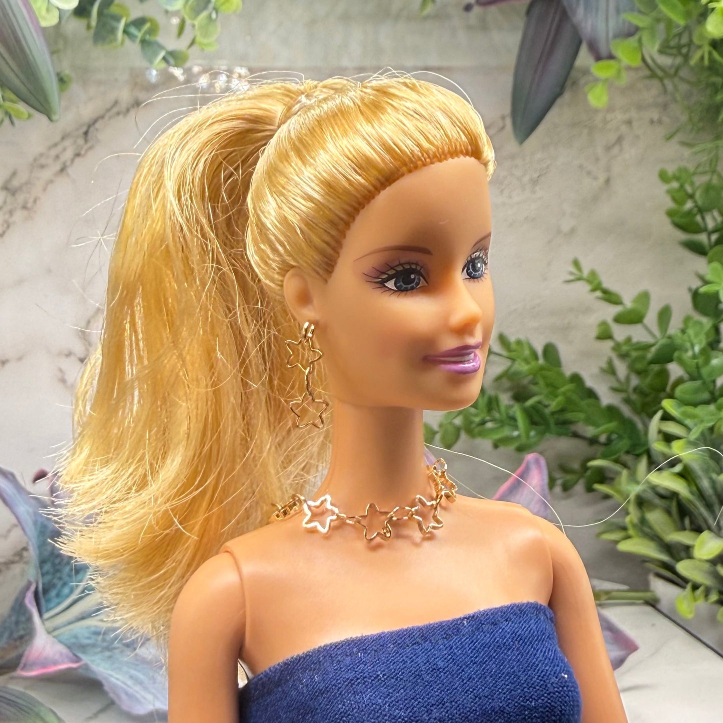 Open Work Gold Star Chain Doll Necklace & Earrings Set for 10-12 Inch 1:6 Fashion Doll
