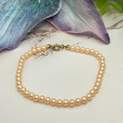 Peach Color Pearl Doll Necklace • 18-22 Inch Fashion Vintage Doll Jewelry
