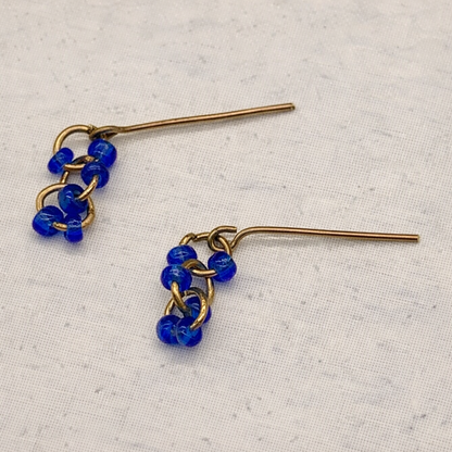 Gold Chain Blue Bead Accents Necklace Earring Set for 18 Inch Fashion Doll