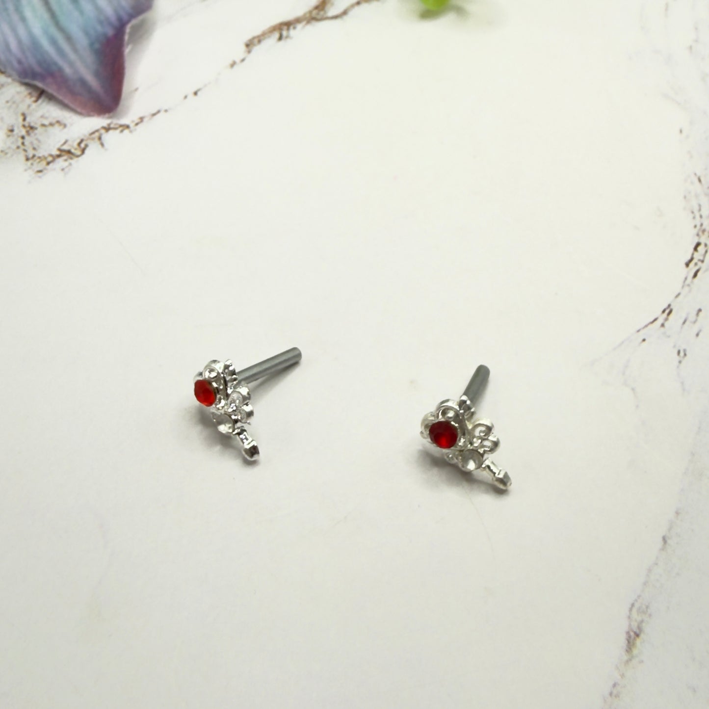 Red Rhinestone Heart Silver Wings Wand Design • 2mm Post for 18 Inch Fashion Doll