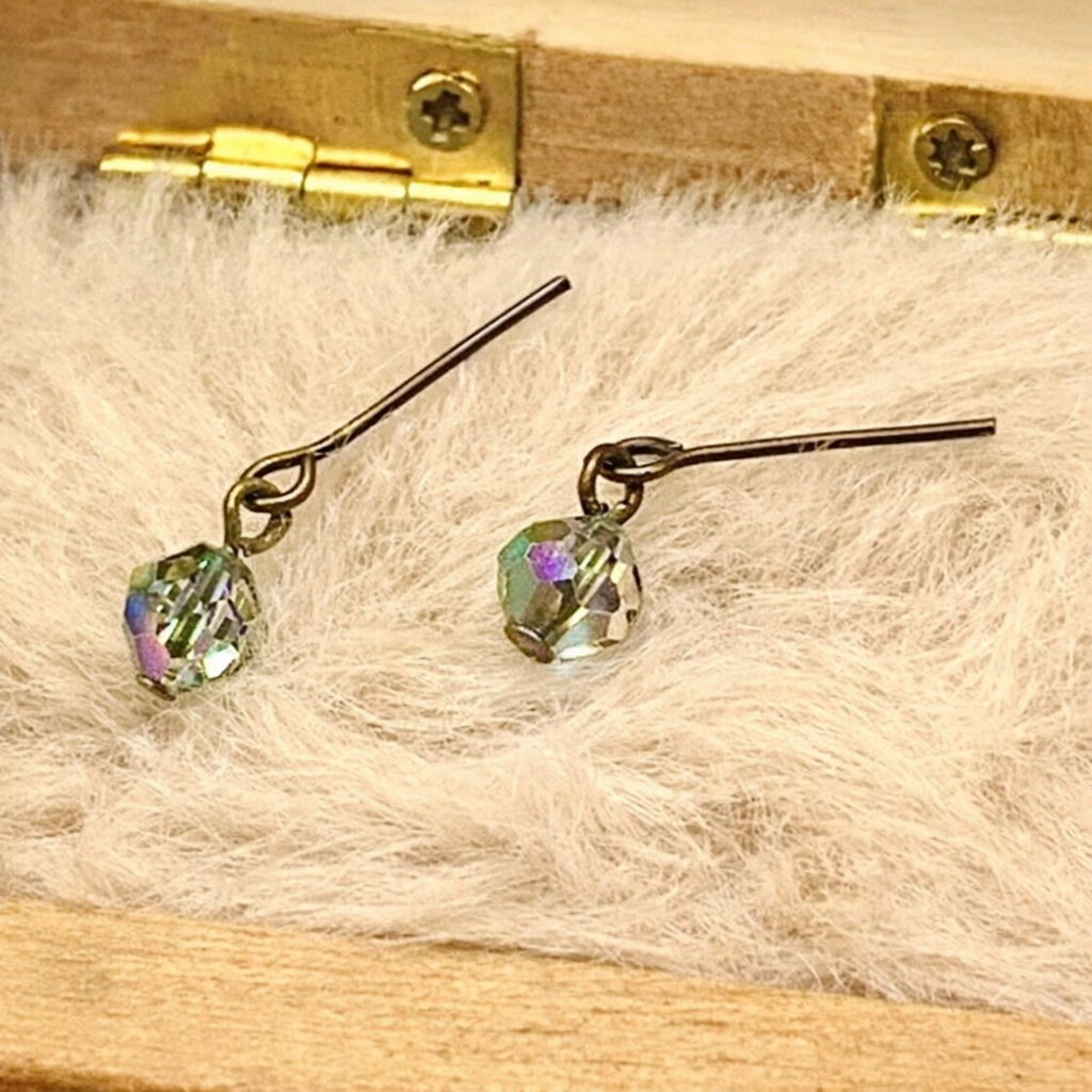 Gray AB Glass Crystal Drop Dangle Doll Earrings · 14 Inch Fashion Doll Jewelry