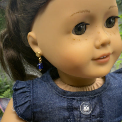 Blue Glass Drop Dangle Doll Earrings - DANGLE ONLY • 18” Fashion Doll Jewelry