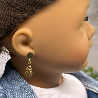 Gold Teardrop Doll Earrings DANGLE ONLY • 18 Inch Fashion Doll Jewelry