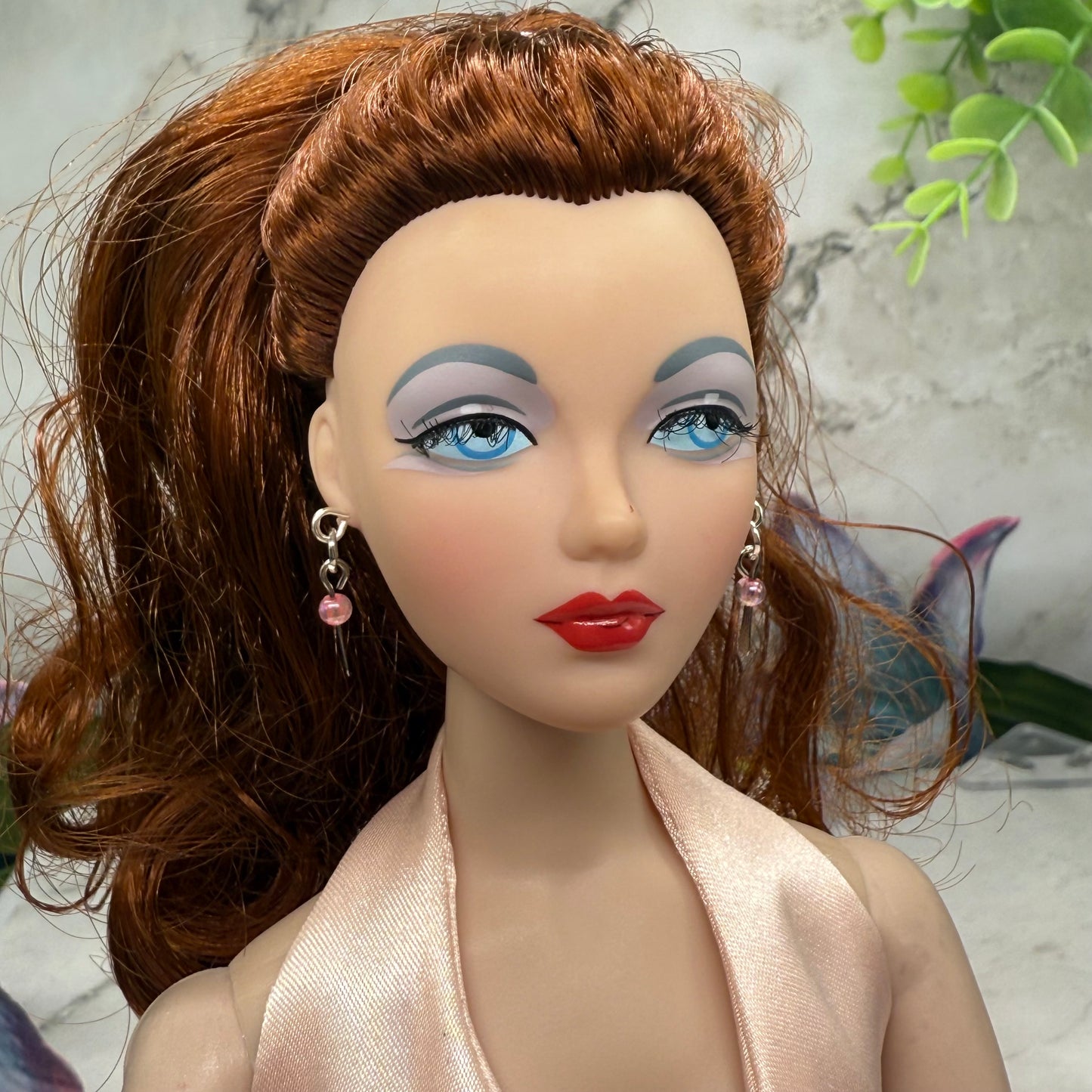 Silver Dangle Pink Beaded Doll Earrings • 16 Inch Fashion Doll Jewelry