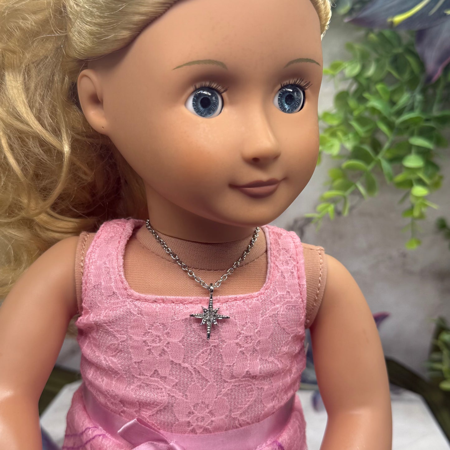 Silver Starburst Charm Doll Necklace • 18 Inch Fashion Doll Jewelry