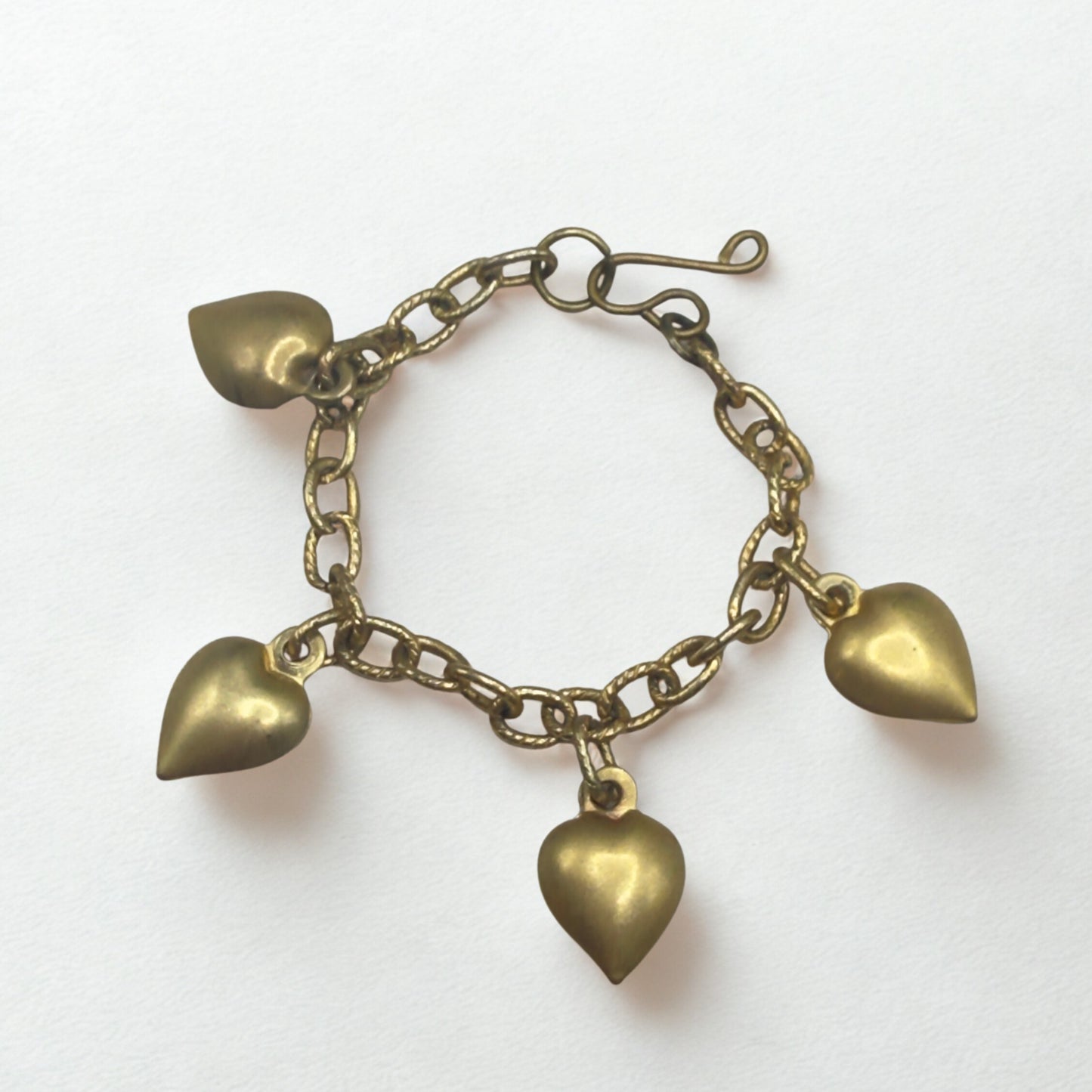 Gold Heart Dangle Charm Doll Bracelet • 18 Inch Fashion Doll Jewelry