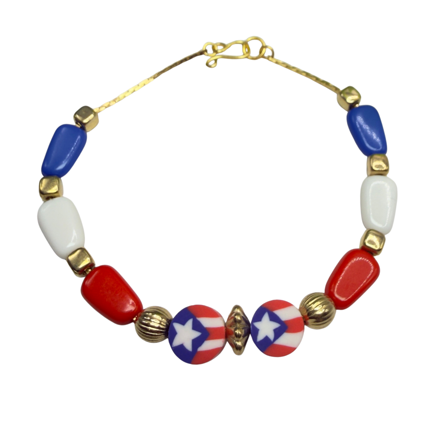 Red White Blue Beaded Flag Charm Doll Necklace for 18 Inch Fashion Doll