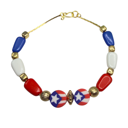 Red White Blue Beaded Flag Charm Doll Necklace for 18 Inch Fashion Doll