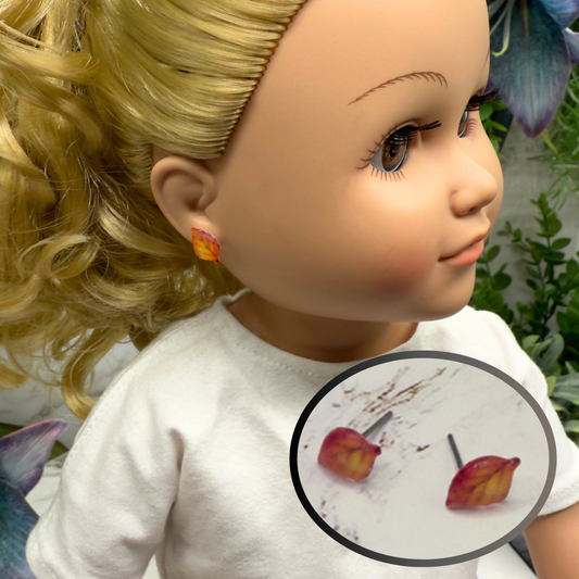 Fall Autumn Leaves Leaf Post Doll Earrings  • 18 Inch Fashion Doll Jewelry